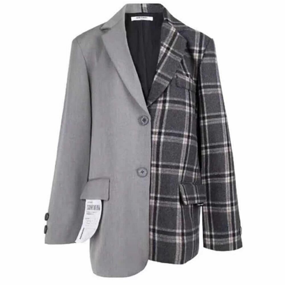 13De Marzo Plaid Blazer Jacket Grey